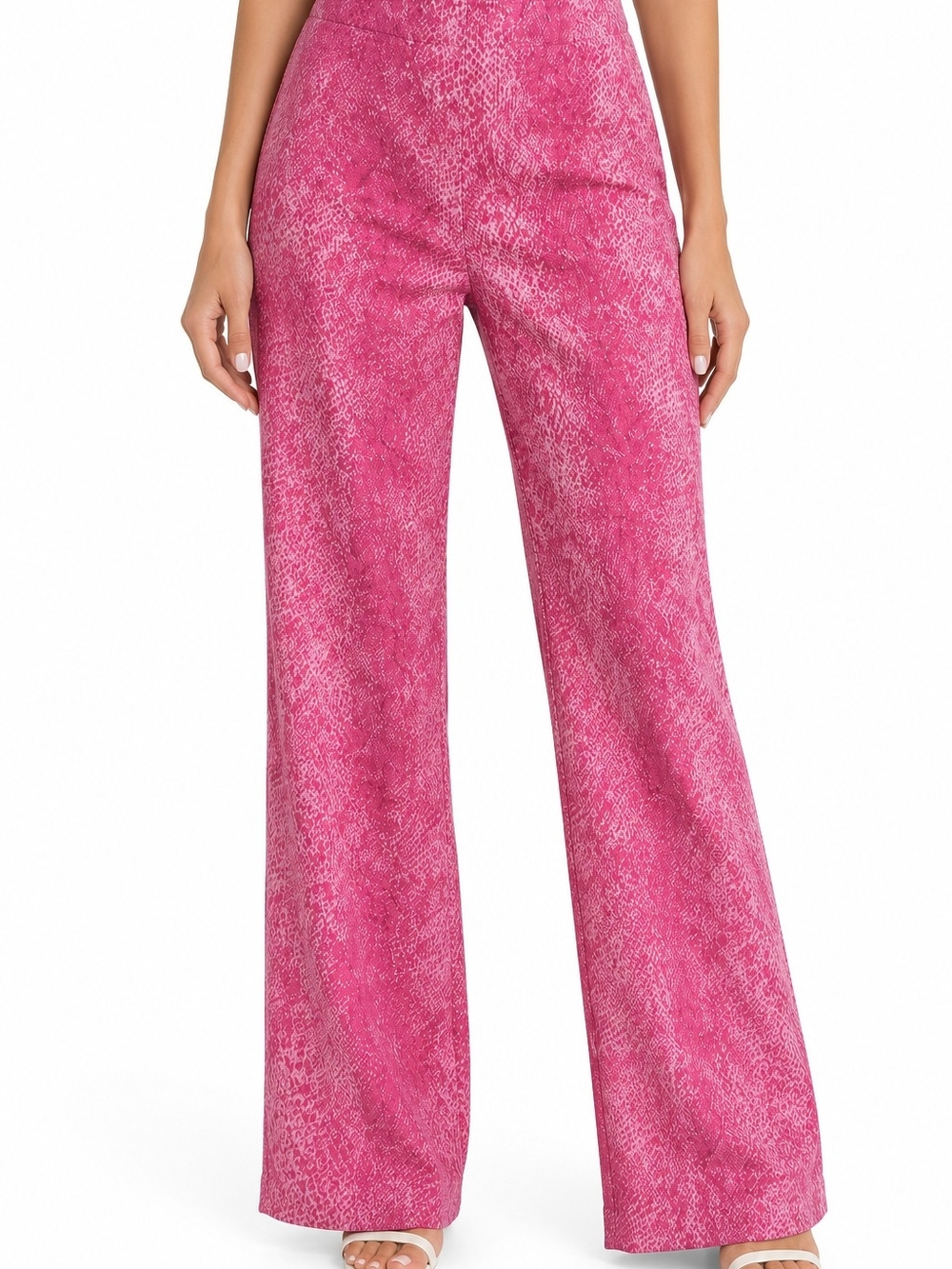Urban Outfitters Pink Snakeskin Print Flare Pants Size 8 Side Slit Y2K
